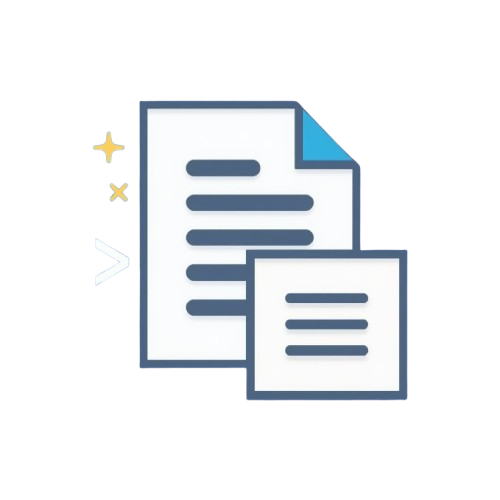 Icon of two documents with a blue border on a white background